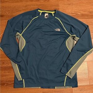 The North Face Men’s Long Sleeve Crew - Teal with Lime Accents